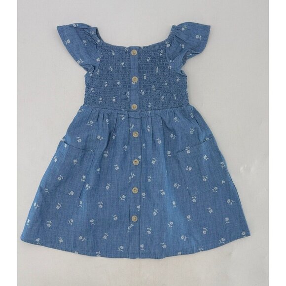 NWOT Cat & Jack Girl's Chambray Short Sleeve Faux Button Front Dress Size XS 4/5 - Picture 3 of 7